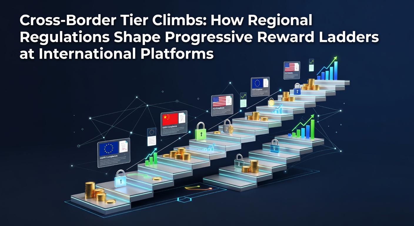 Illustration of global regulatory maps overlaying digital reward tier ladders on international betting platforms