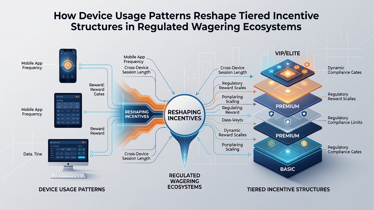 Data visualization of device usage trends influencing wagering tier structures across different regions