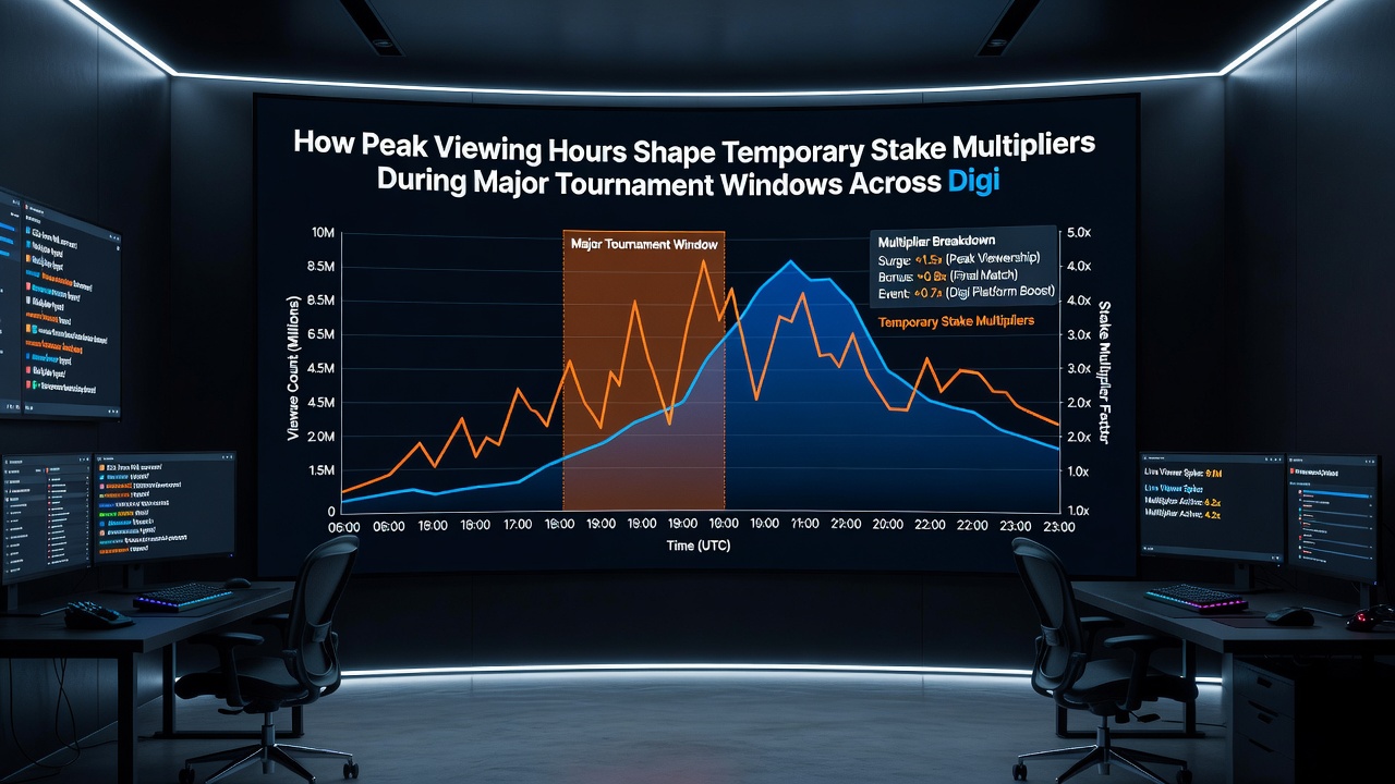 Analytics dashboard displaying real-time stake multiplier changes correlated with tournament viewership metrics