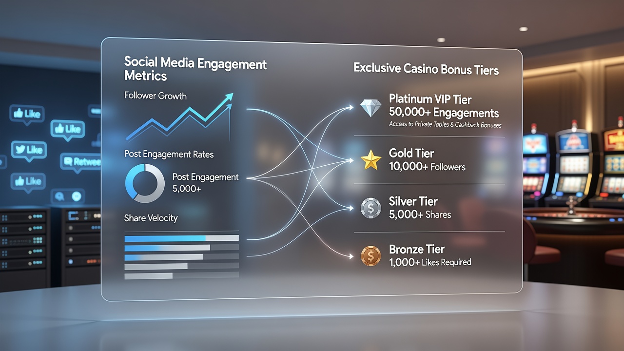 User profile interface showing social engagement scores contributing to casino bonus tier unlocks