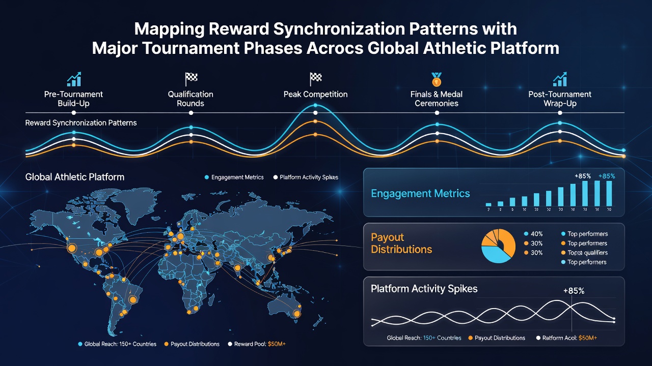 Chart mapping reward activation timelines with athletic tournament stages worldwide