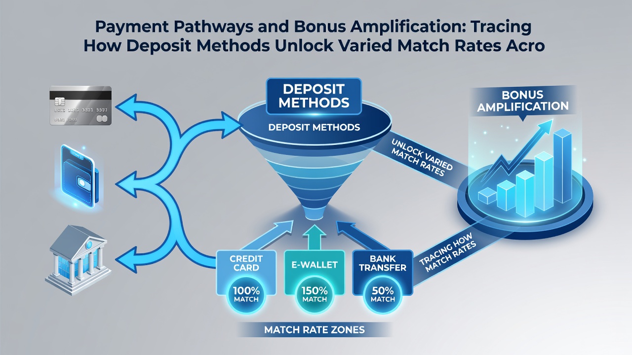 Comparison chart of deposit options and resulting bonus percentages at international operators