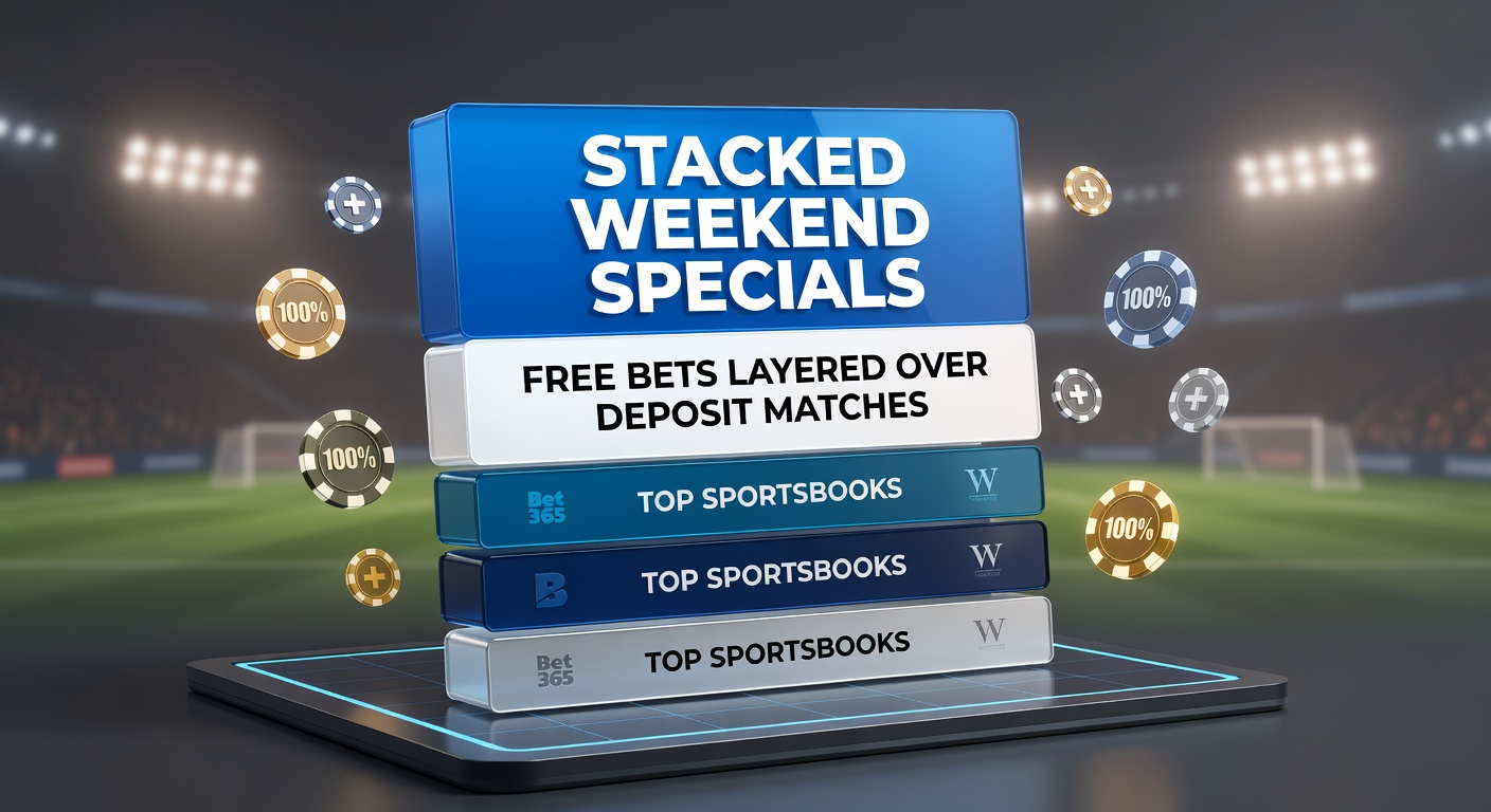 Sportsbook promotions dashboard showing layered free bet offers on a weekend slate of NFL and NBA games
