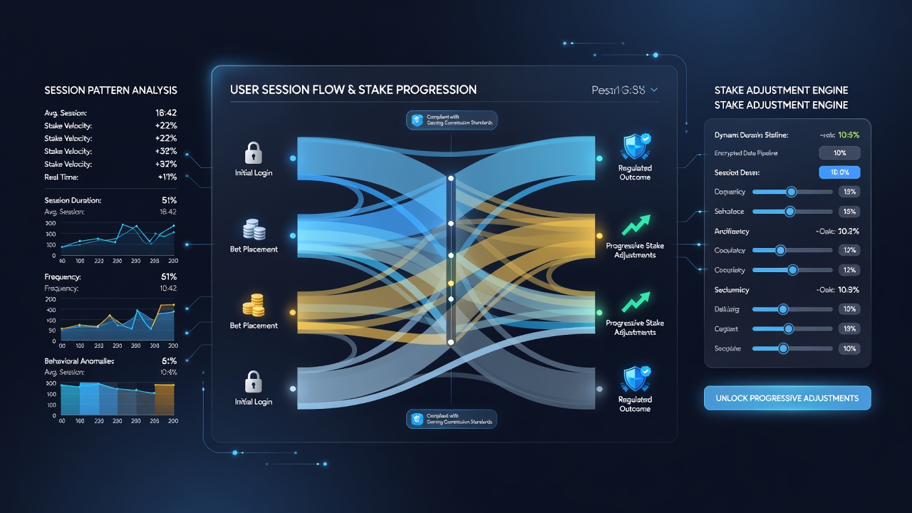 Analytics dashboard displaying session timelines and corresponding stake tier progressions