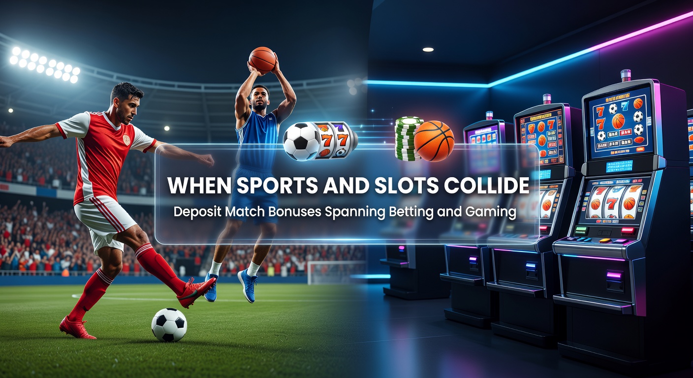 Digital screen displaying sports betting odds alongside vibrant slot machine reels, illustrating the blend of wagering worlds